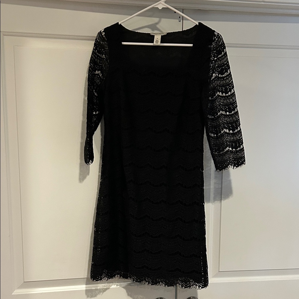 White House Black Market Black Lace Long Sleeve Dress